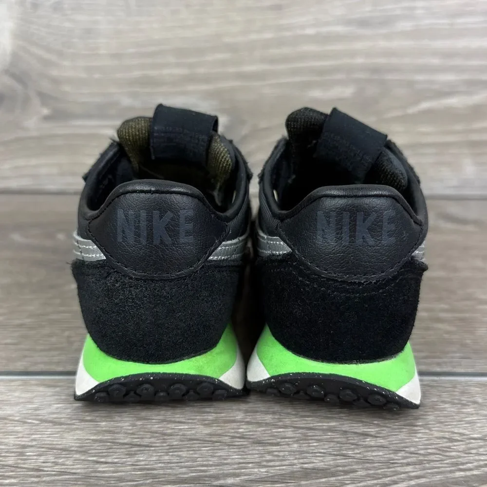 Nike Waffle Trainer 2 Toddler Boy Sz 8 Black Silver Green Low Lace Up Sneakers